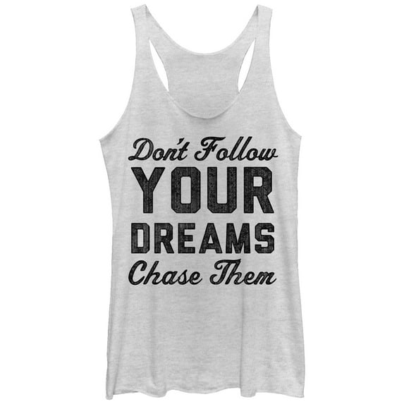 Women's CHIN UP Chase Dreams Racerback Tank Top White Heather Small