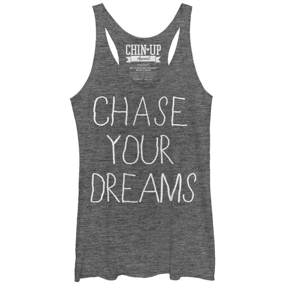 Women's CHIN UP Chase Your Dreams  Racerback Tank Top Gray Heather Small