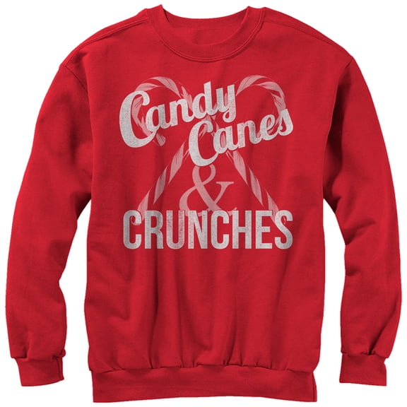 Women's CHIN UP Christmas Candy Canes and Crunches  Sweatshirt Red 2X Large