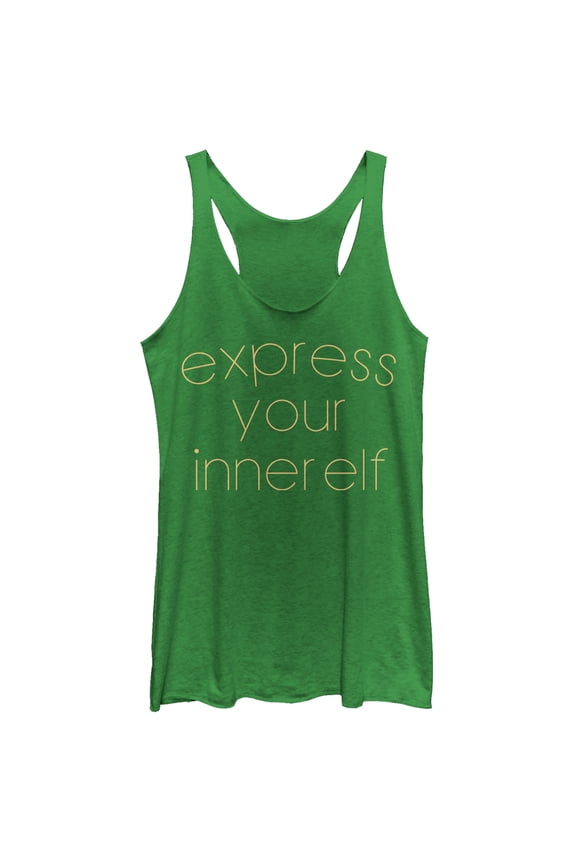 Women's CHIN UP Christmas Express Your Inner Elf Racerback Tank Top Envy Green X Small