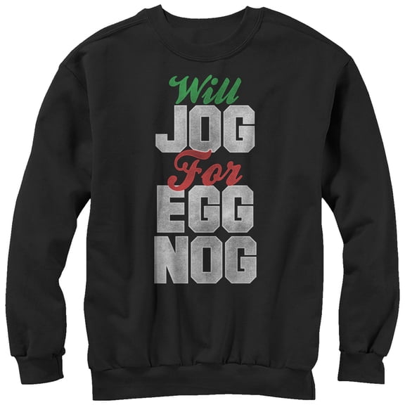 Women's CHIN UP Christmas Jog for Egg Nog Sweatshirt Black X Large