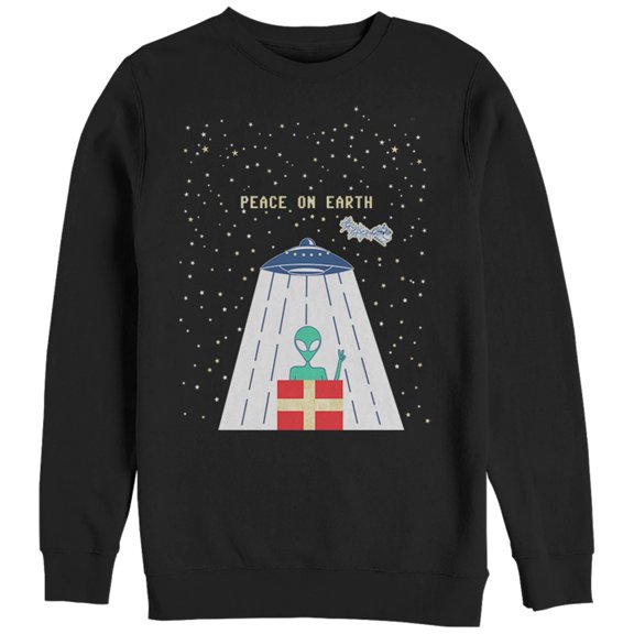 Women's CHIN UP Christmas Peace Alien Sweatshirt Black Medium