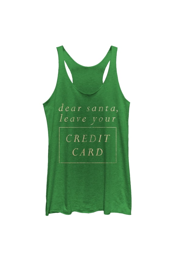 Women's CHIN UP Christmas Santa Leave the Credit Card Racerback Tank Top Envy Green Large