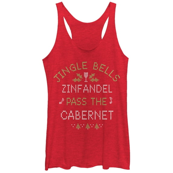 Women's CHIN UP Christmas Wine Song Racerback Tank Top Red Heather Medium