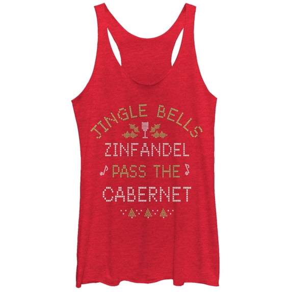 Women's CHIN UP Christmas Wine Song Racerback Tank Top Red Heather Small