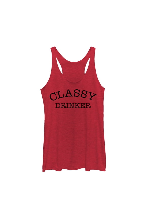 Women's CHIN UP Classy Drinker Racerback Tank Top Red Heather X Small