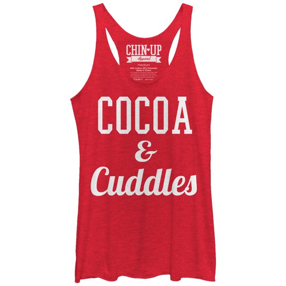 Women's CHIN UP Cocoa and Cuddles Racerback Tank Top Red Heather Medium
