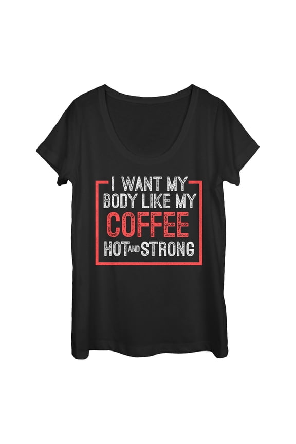 Women's CHIN UP Coffee Hot Strong Scoop Neck Black Large