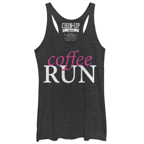 Women's CHIN UP Coffee Run Racerback Tank Top Black Heather Small