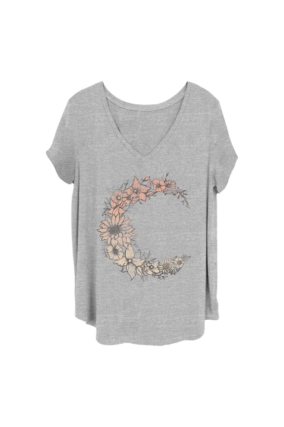 Women's CHIN UP Colorful Flower Moon Graphic T-Shirt