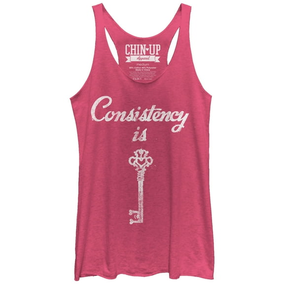 Women's CHIN UP Consistency is Key Racerback Tank Top Pink Heather Large