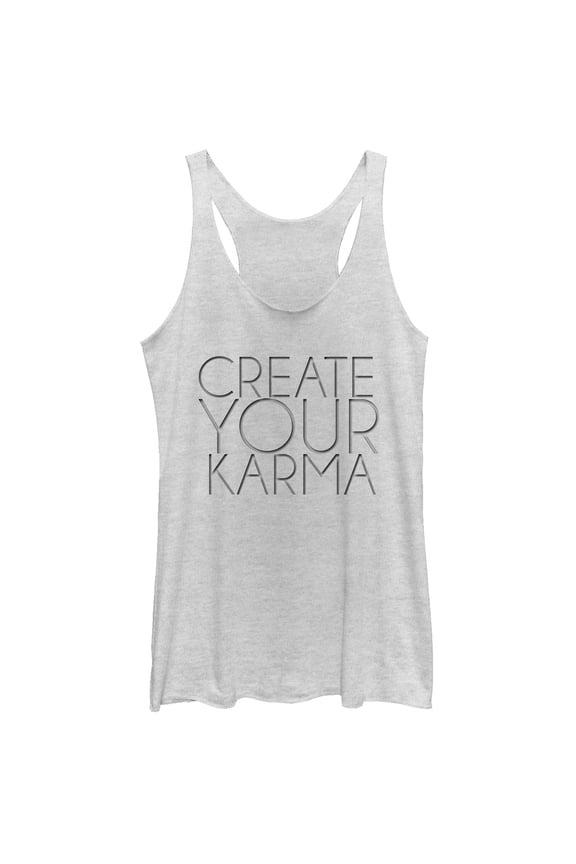 Women's CHIN UP Create Your Karma Racerback Tank Top White Heather Large