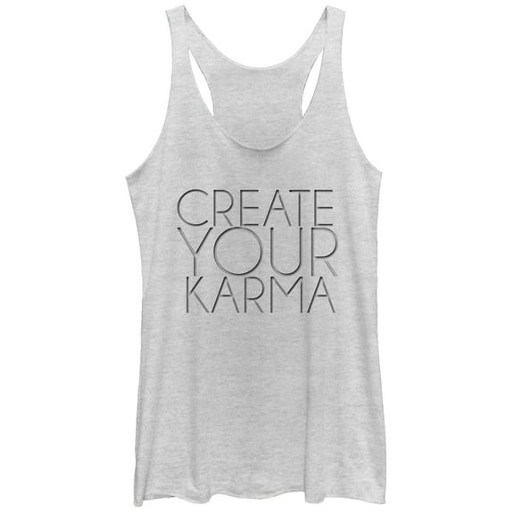 Women's CHIN UP Create Your Karma  Racerback Tank Top White Heather Medium
