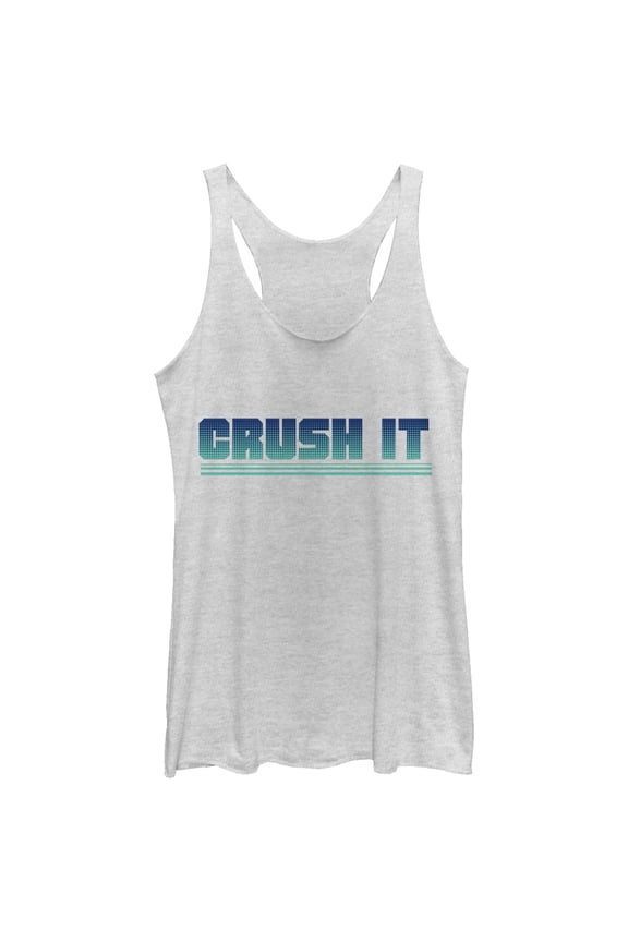 Women's CHIN UP Crush It Racerback Tank Top White Heather Medium
