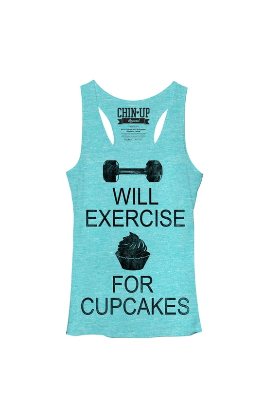 Women's CHIN UP Cupcake Racerback Tank Top Tahiti Blue X Large