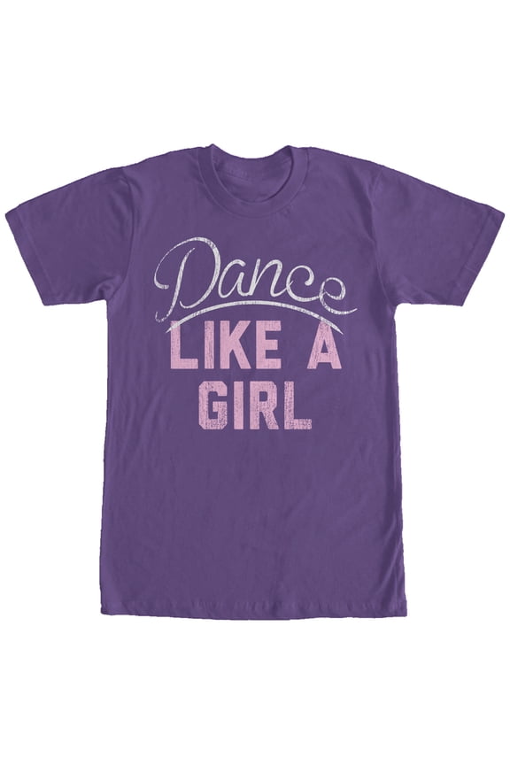 Women's CHIN UP Dance Like a Girl Boyfriend Graphic Tee Purple Medium