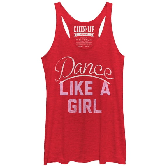 Women's CHIN UP Dance Like a Girl Racerback Tank Top Red Heather Medium