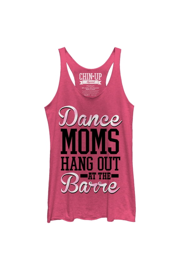 Women's CHIN UP Dance Moms Hang Out at the Barre Racerback Tank Top Pink Heather Large