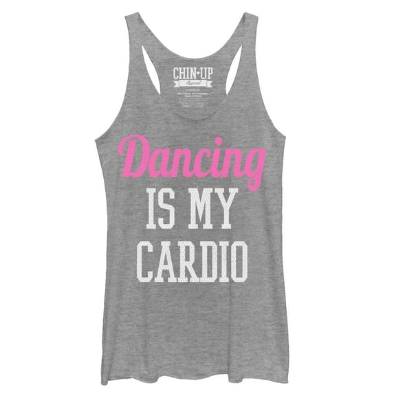 Women's CHIN UP Dancing is My Cardio Racerback Tank Top Gray Heather Large