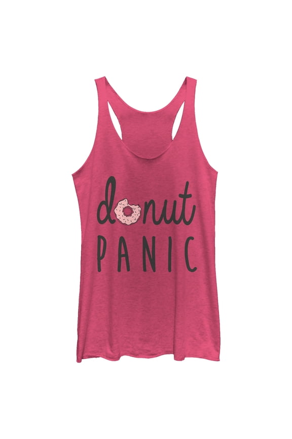 Women's CHIN UP Donut Panic Racerback Tank Top Pink Heather Large