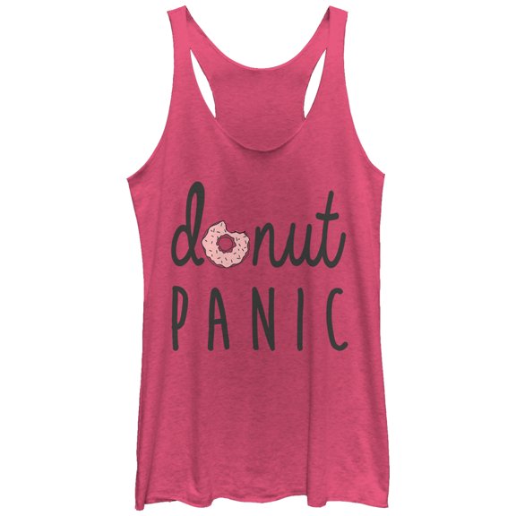 Women's CHIN UP Donut Panic Racerback Tank Top Pink Heather Medium