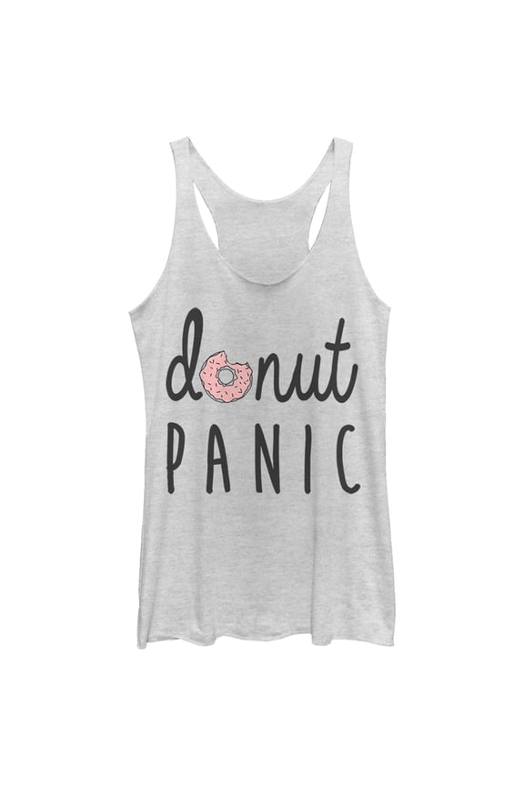 Women's CHIN UP Donut Panic Racerback Tank Top White Heather Large