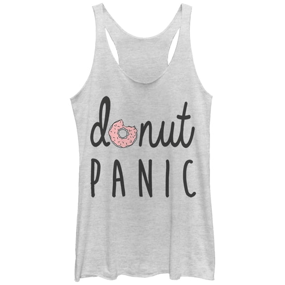 Women's CHIN UP Donut Panic Racerback Tank Top White Heather X Large
