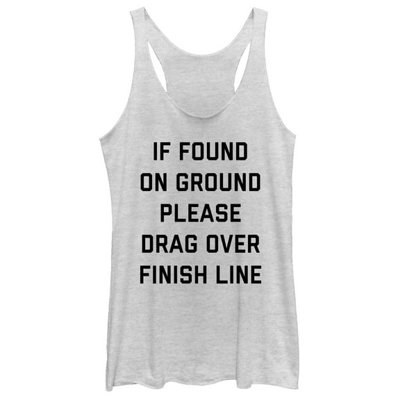 Women's CHIN UP Drag Over Finish Line Racerback Tank Top White Heather Large