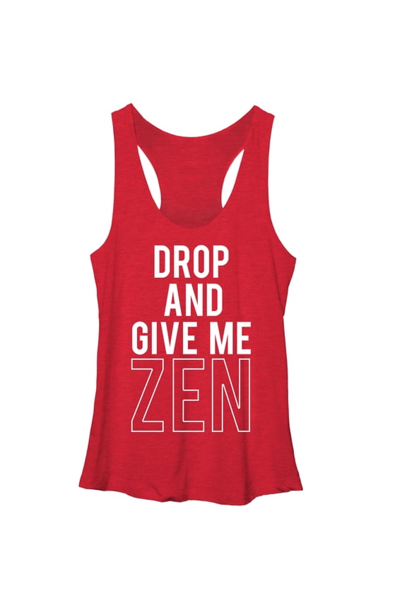 Women's CHIN UP Drop and Give Me Zen Racerback Tank Top Red Heather Medium