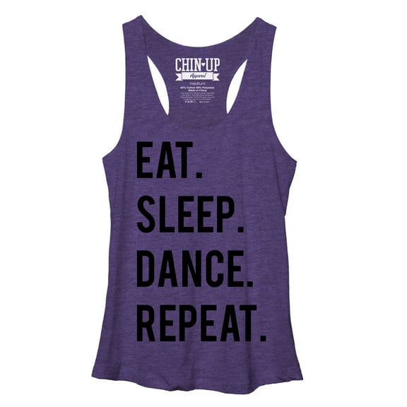 Women's CHIN UP Eat Sleep Dance Repeat Racerback Tank Top Purple Heather Small