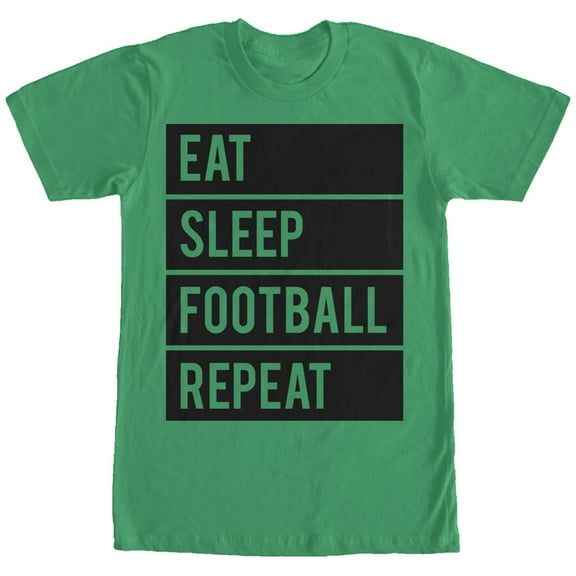 Women's CHIN UP Eat Sleep Football Repeat  Boyfriend Graphic Tee Kelly Green Small