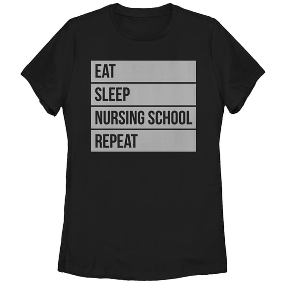Women's CHIN UP Eat Sleep Nursing School Repeat Graphic Tee Black Medium