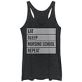thumbnail image 1 of Women's CHIN UP Eat Sleep Nursing School Repeat  Racerback Tank Top Black Heather X Large, 1 of 3