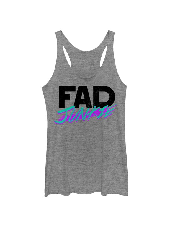 Women's CHIN UP Fad Junkie Racerback Tank Top Gray Heather X Large