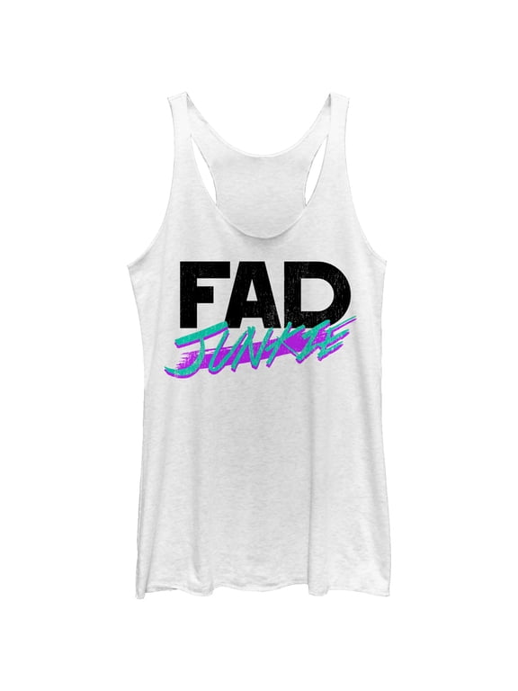 Women's CHIN UP Fad Junkie Racerback Tank Top White Heather Large