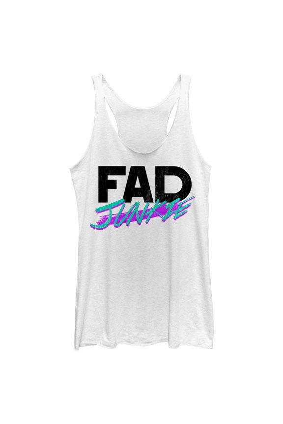 Women's CHIN UP Fad Junkie Racerback Tank Top White Heather Large