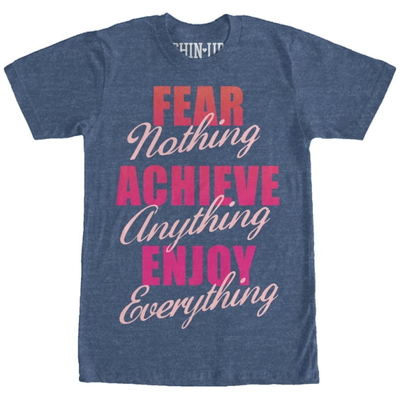 Women's CHIN UP Fear Nothing Boyfriend Graphic Tee Navy Blue Heather Medium