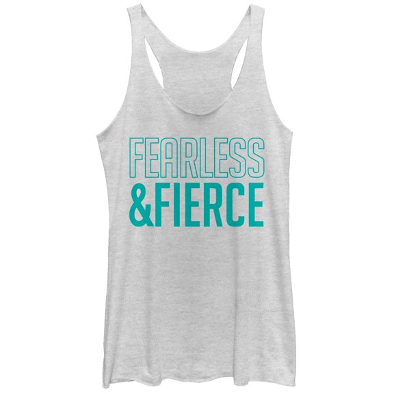 Women's CHIN UP Fearless and Fierce Racerback Tank Top White Heather 2X Large