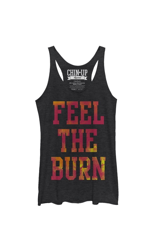 Women's CHIN UP Feel the Burn  Racerback Tank Top Black Heather Medium