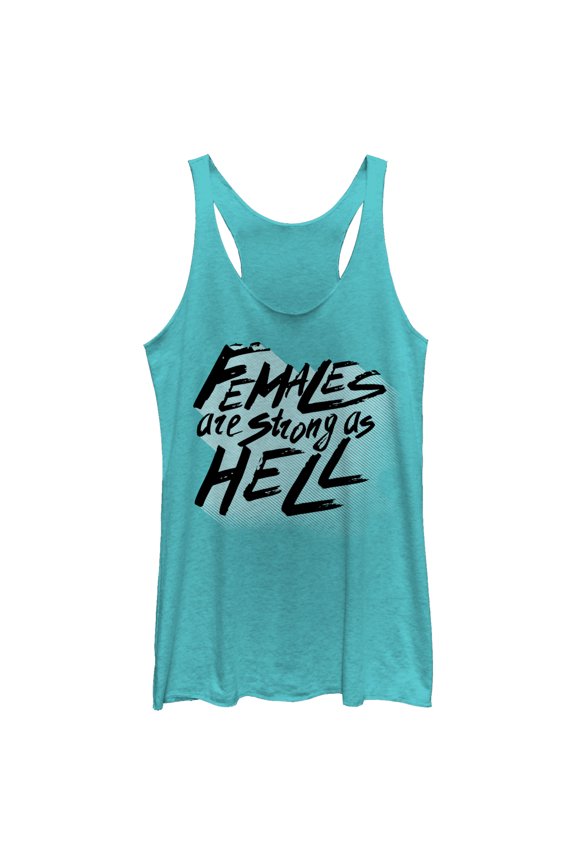 Women's CHIN UP Females Strong As Racerback Tank Top Tahiti Blue Small