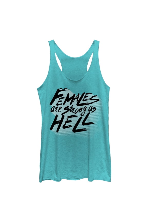 Women's CHIN UP Females Strong As Racerback Tank Top Tahiti Blue X Small