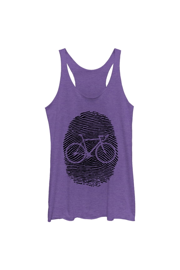 Women's CHIN UP Fingerprint Bike Racerback Tank Top Purple Heather Large