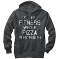 thumbnail image 1 of Women's CHIN UP Fitness Pizza in Mouth  Pull Over Hoodie Charcoal Heather Medium, 1 of 3