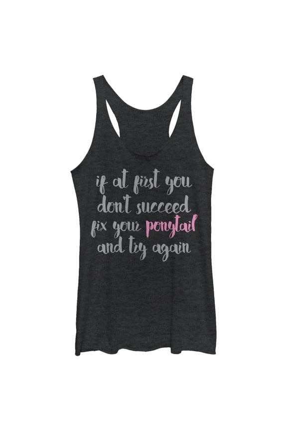 Women's CHIN UP Fix Your Ponytail Racerback Tank Top Black Heather Large