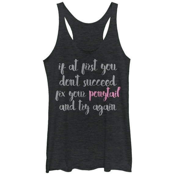 Women's CHIN UP Fix Your Ponytail Racerback Tank Top Black Heather Medium