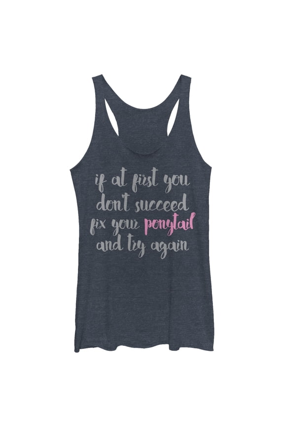 Women's CHIN UP Fix Your Ponytail Racerback Tank Top Navy Blue Heather Large