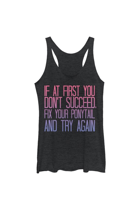 Women's CHIN UP Fix Your Ponytail and Succeed Racerback Tank Top Black Heather Large