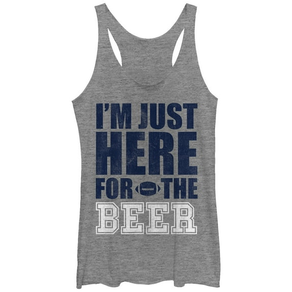 Women's CHIN UP Football Here for the Beer Racerback Tank Top Gray Heather Large