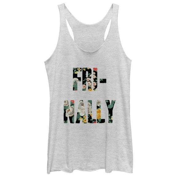 Women's CHIN UP Fri-nally Floral Racerback Tank Top White Heather Large