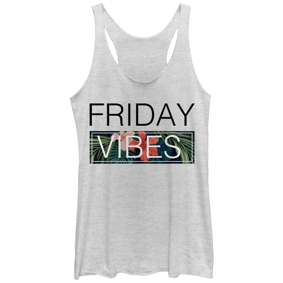 Women's CHIN UP Friday Vibes  Racerback Tank Top White Heather Large